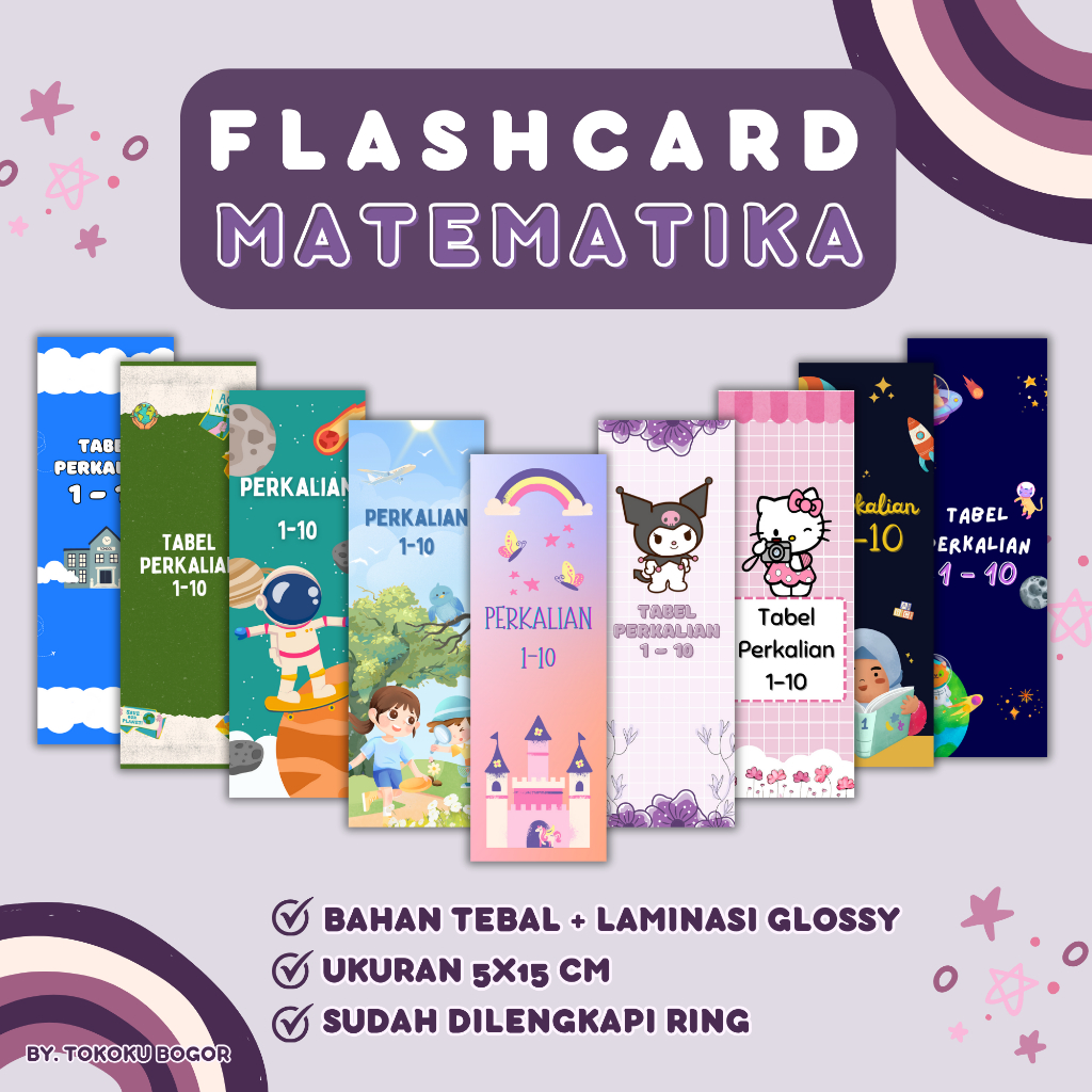 FLASHCARD TABEL PERKALIAN PEMBAGIAN PENGURANGAN DAN PENJUMLAHAN MATEMATIKA