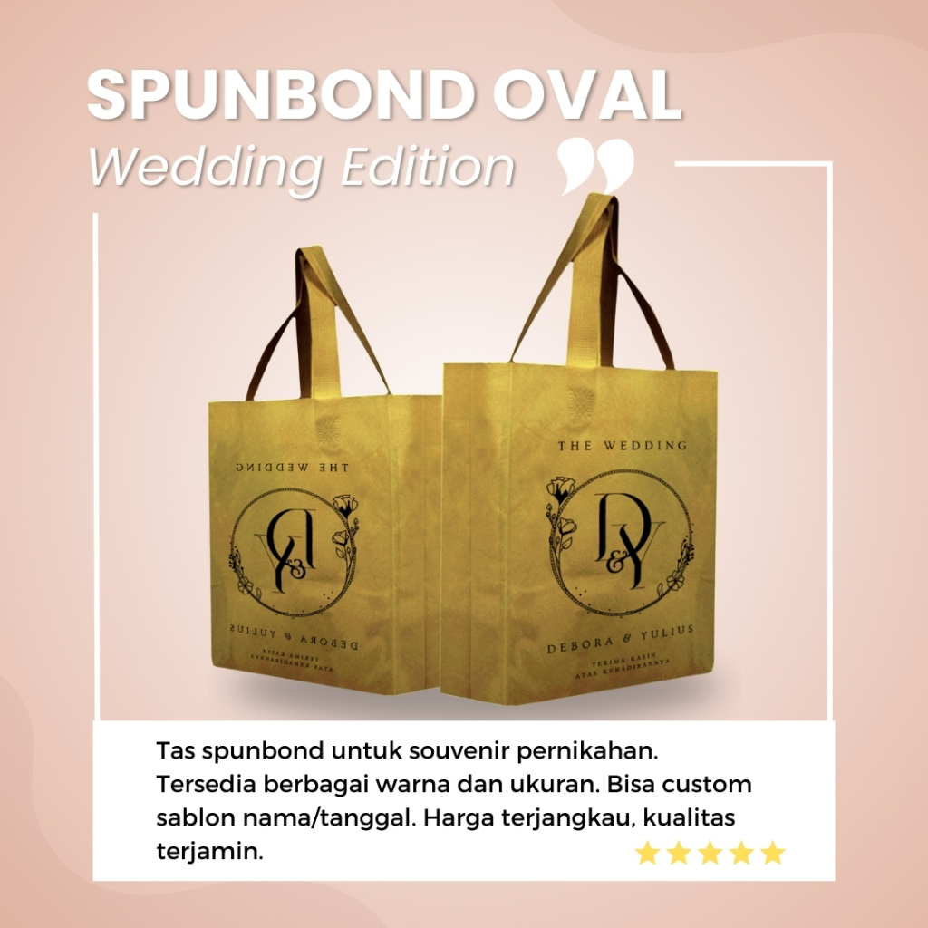 

TAS HLS SOUVENIR WEDDING, PERNIKAHAN, KHITAN, HAJATAN GOODIEBAG TEBAL 65GSM UKURAN 20x25, 25x35, 30x40 & 38x45