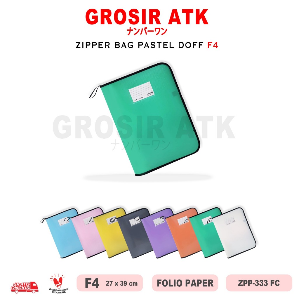 

Grosir ATK - ZIPPER BAG PASTEL FC ZIPPER DOKUMEN FILE UKURAN F4