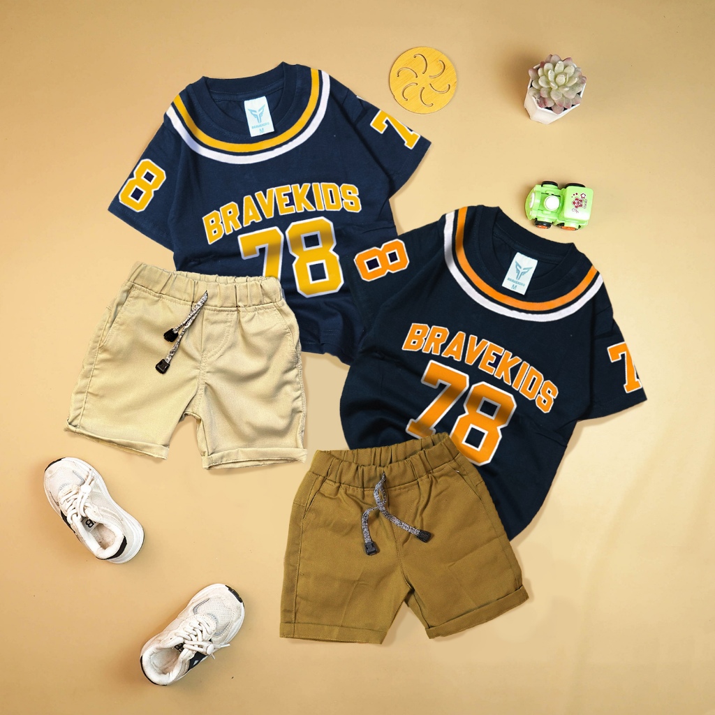 BRAVEKIDS BASEBALL SETELAN ANAK LAKI LAKI COTTON COMBED CELANA CHINOS PREMIUM DISTRO