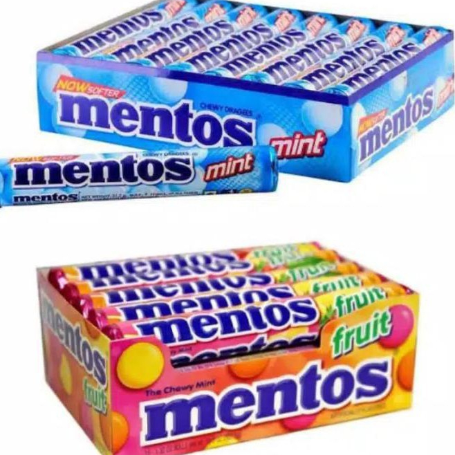 

Mentos Roll Permen Chewy Dragees Mint / Grape / Peach / Fruit / Rainbow 37g