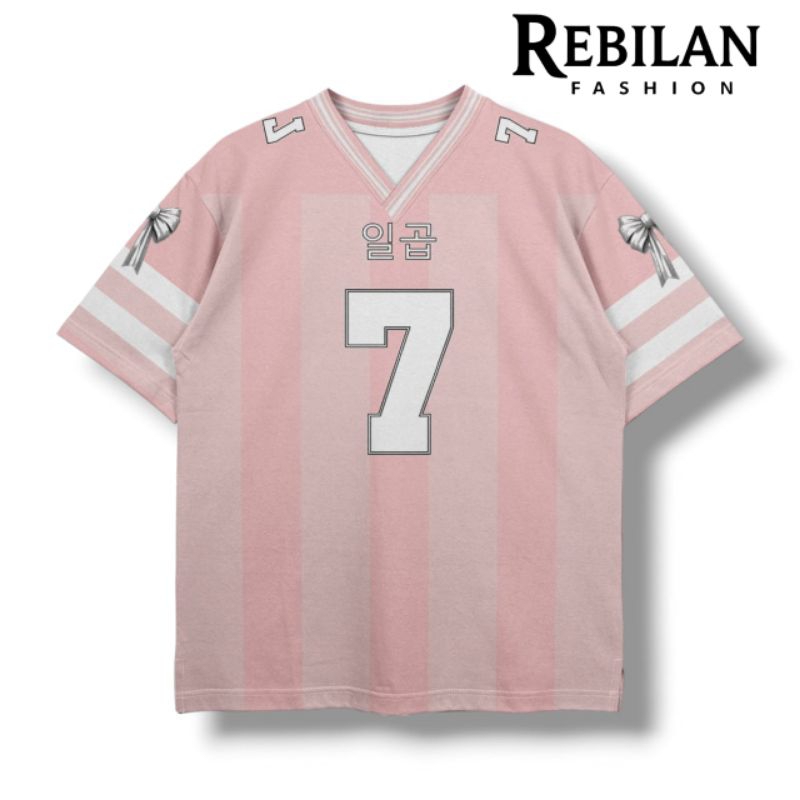 Jersey Retro Vintage Ribbon Korea Pink | Bahan Jersey Fullprinting |  Custom Nomor