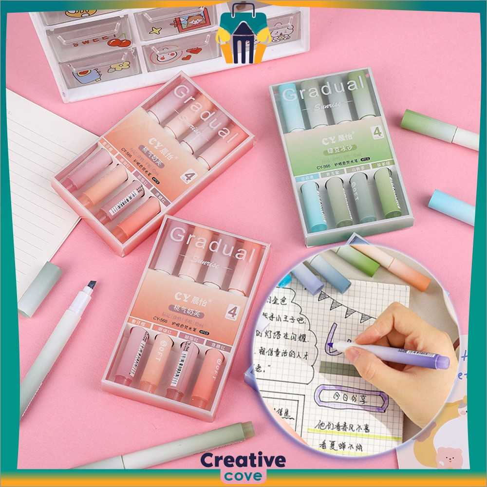

Spidol Pen Marker Warna Gradasi Painting Multifungsi / Highlighter Pastel Penanda Teks Set 4IN1 Alat Tulis Sekolah / Textliner Stasionary Creative Cove A55