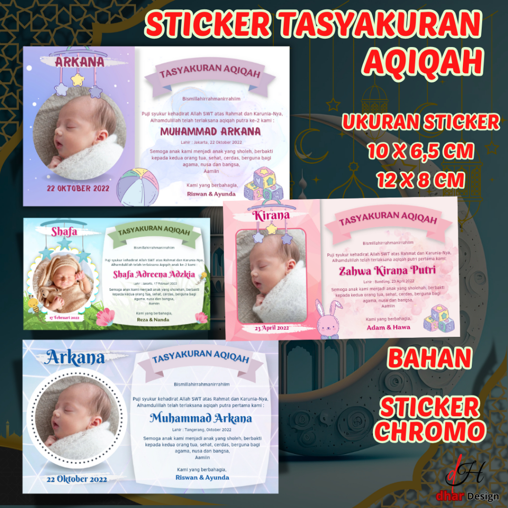 STICKER TASYAKURAN AQIQAH/ STICKER UCAPAN AQIQAH/ STICKER TASYAKURAN AQIQAH ANAK/