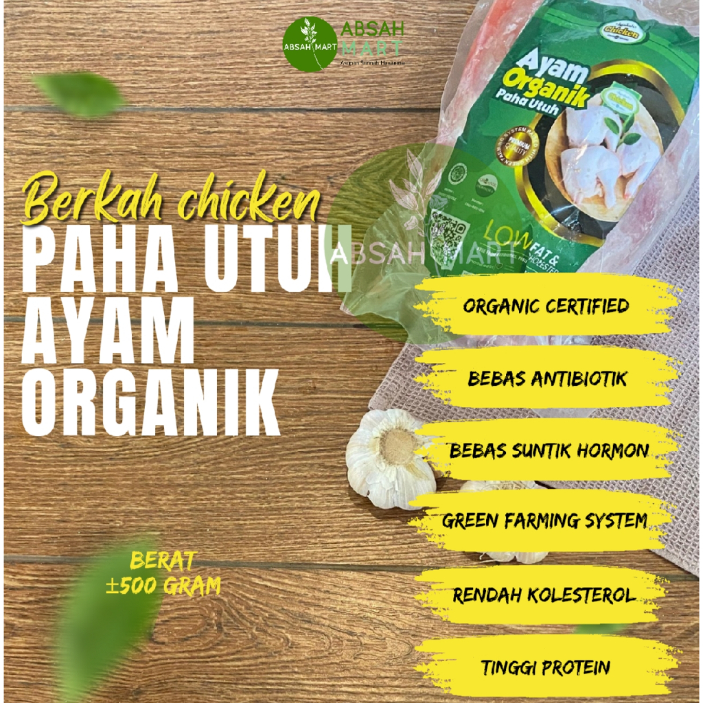 

Paha Utuh Ayam Organik/Ayam Probiotik BERKAH CHICKEN kemasan 1.000 gram Natural Sehat tanpa MSG non GMO