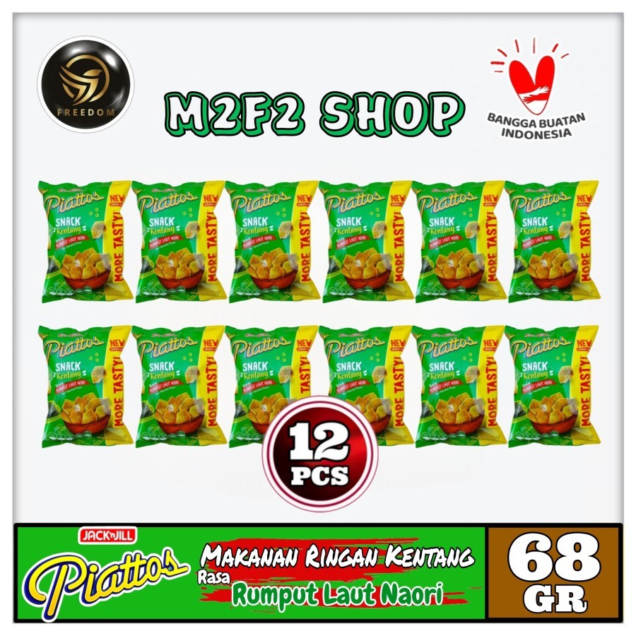 

Piattos Keripik Kentang Rasa Rumput Laut Nori Seaweed Flavor | Snack Makanan Ringan Bag - 68 gr (Kemasan 12 Pcs)