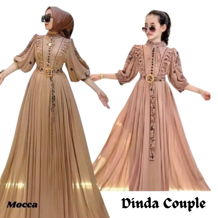 Gamis Couple Kondangan Ibu Dan Anak Dinda Dress Couple BO Bahan Ceruty Babydoll Aplikasi Bordir Size
