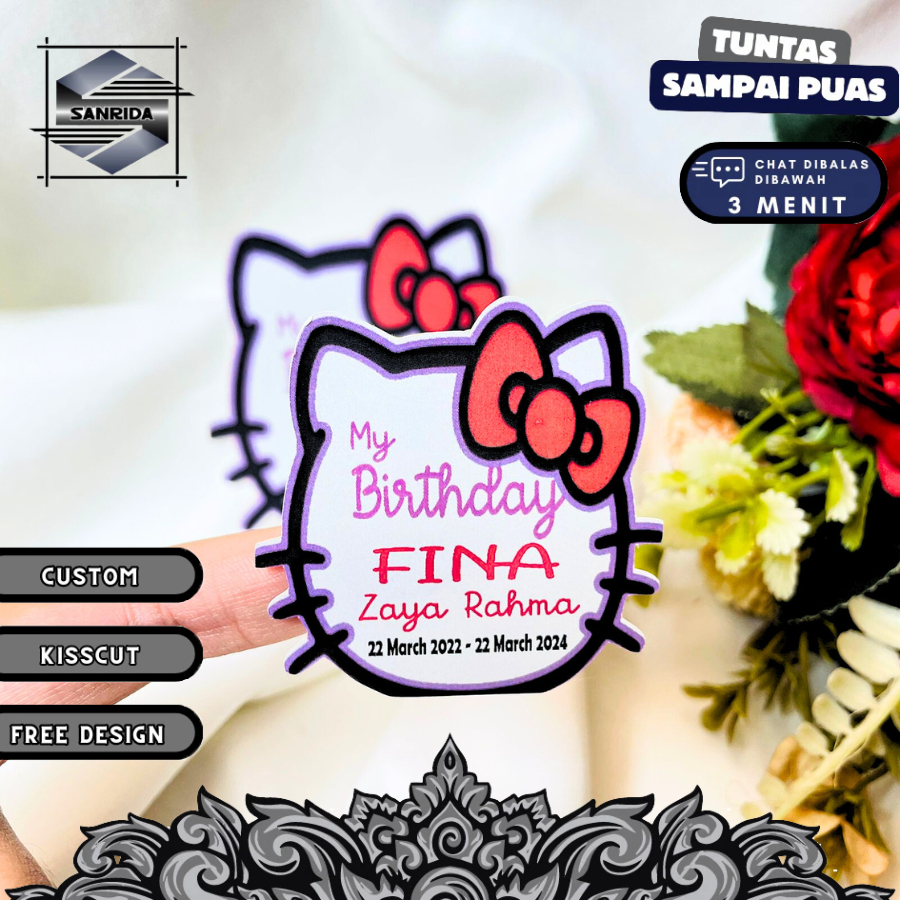 

4-8 Sticker Karakter Ulang Tahun Anak Stiker Label Hampers Ultah Free Design Birthday Bentuk Custom