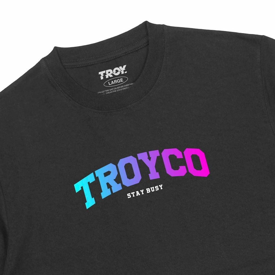 Troy Company Tshirt Black Spotlight Curved - Kaos Pria Lengan Pendek Hitam MT 2452
