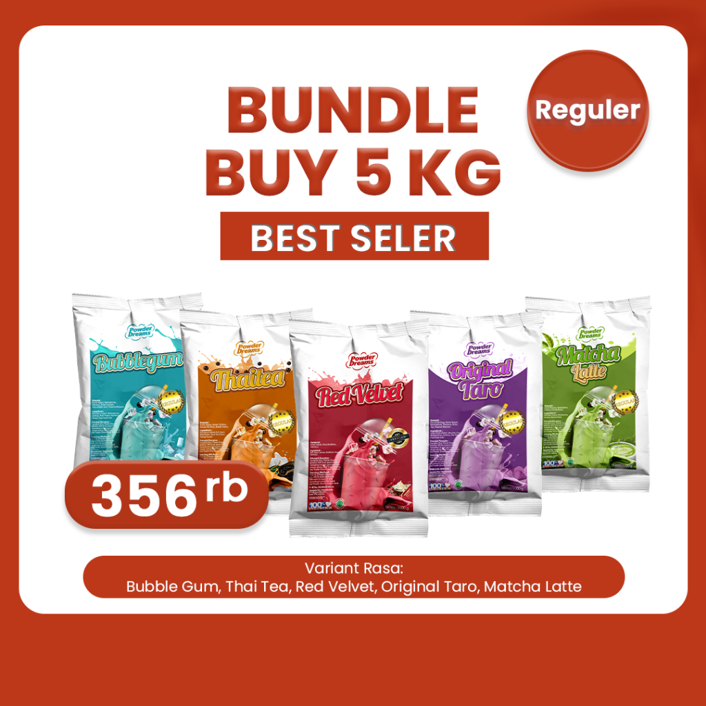 

Powder Dreams Paket Usaha Lebih Hemat 5 KG Best Seller Varian Rasa Kekinian