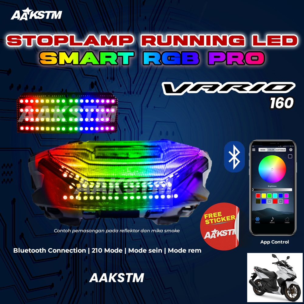 Stoplamp Running  All New Vario 160 RGB Smart Pro Smartphone Lampu LED Rem Belakang Variasi Motor