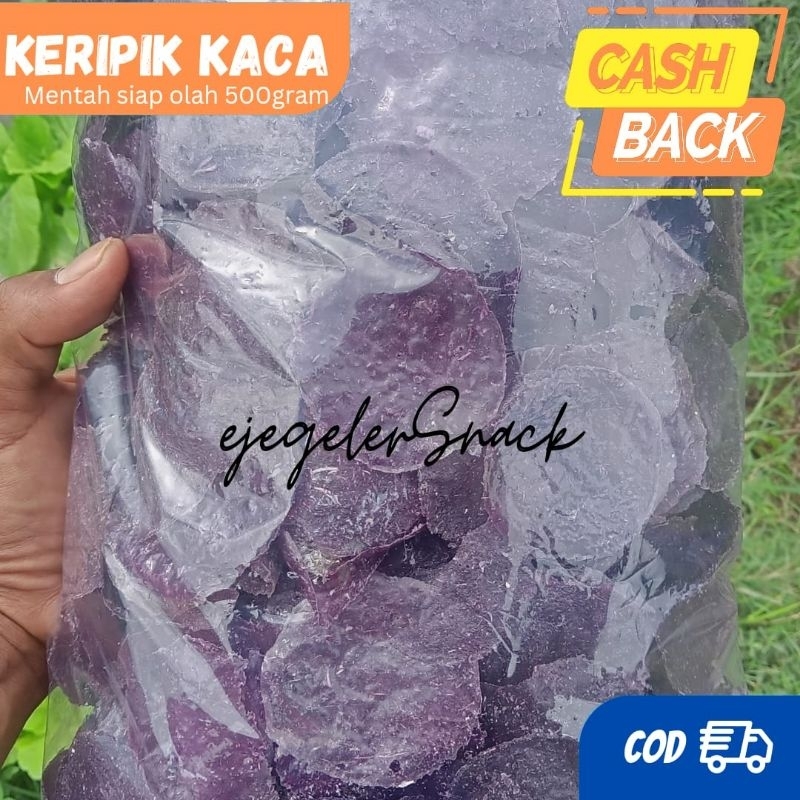 

ejegeler snack Keripik Kaca Mentah Siap Olah 500 gram ungu