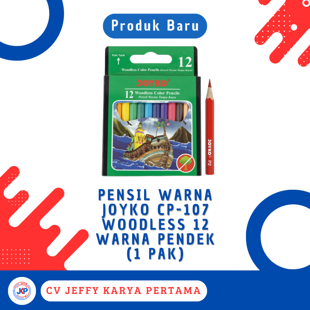 

Pensil Warna/Pencil Colour Joyko CP-107 Woodless 12 Warna Pendek (1 Pak)