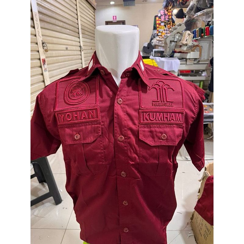New baju kemeja tactical kemenkumham maroon terbaru
