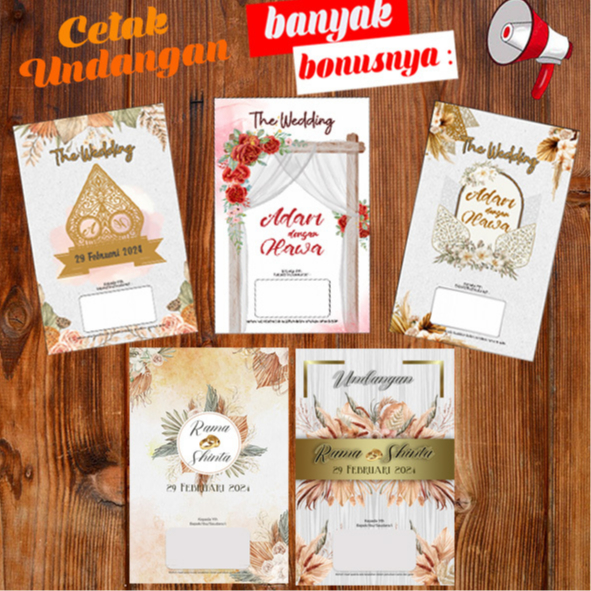 DR Undangan  Pernikahan Lipat Dua  BC 160 gsm| Surat Undangan Pernikahan Unik Murah | Undangan
