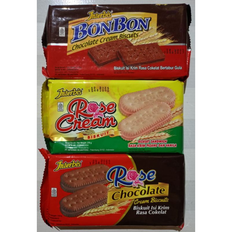 

(WH) INTERBIS Rose Chocolate Biskuit Sandwich Rasa Krim Chocolate 210 Gram