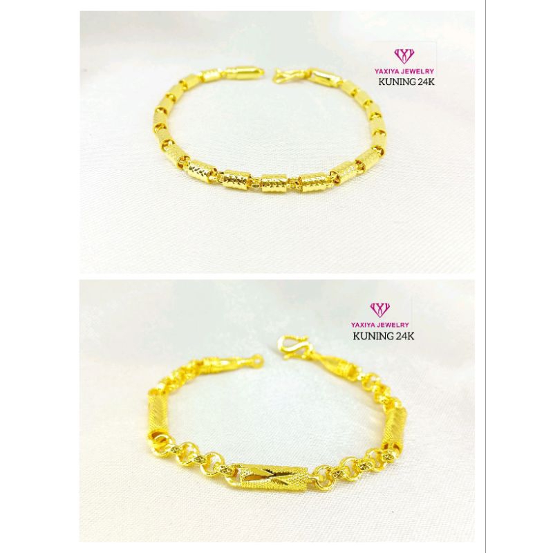 gelang bambu 1 dan 2 suku lapis emas 24k