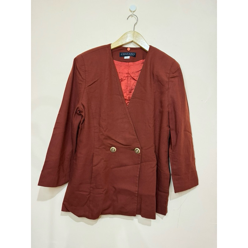 Preloved/Thrift Blazer Merah Bata Chaland Korean Style