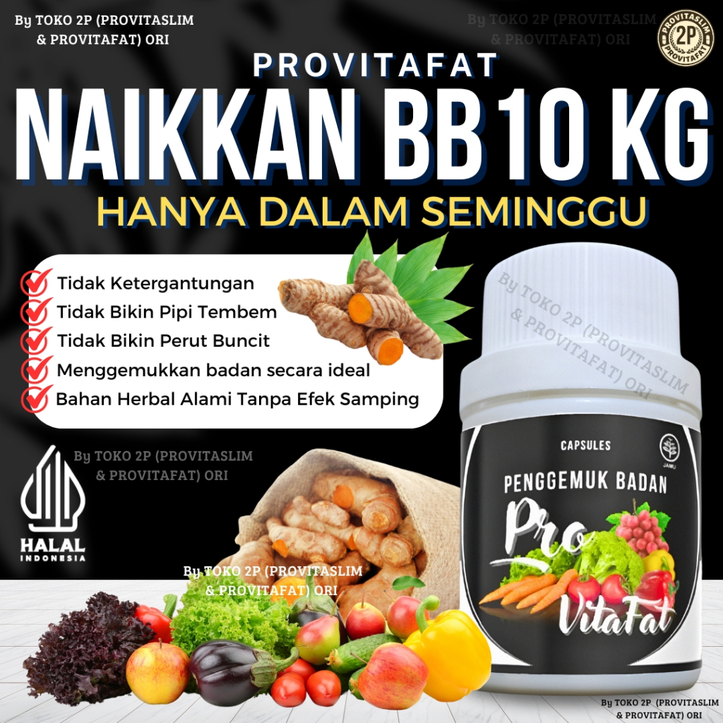 Obat Gemuk Badan PROVITAFAT Farmasi Wanita Ori Pil Penggemuk Badan Sehat Paling Cepat Vitamin Nafsu 