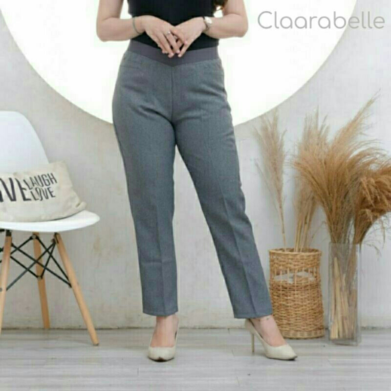 Celana kerja wanita formal, celana kerja wanita pinggang karet, celana kerja wanita