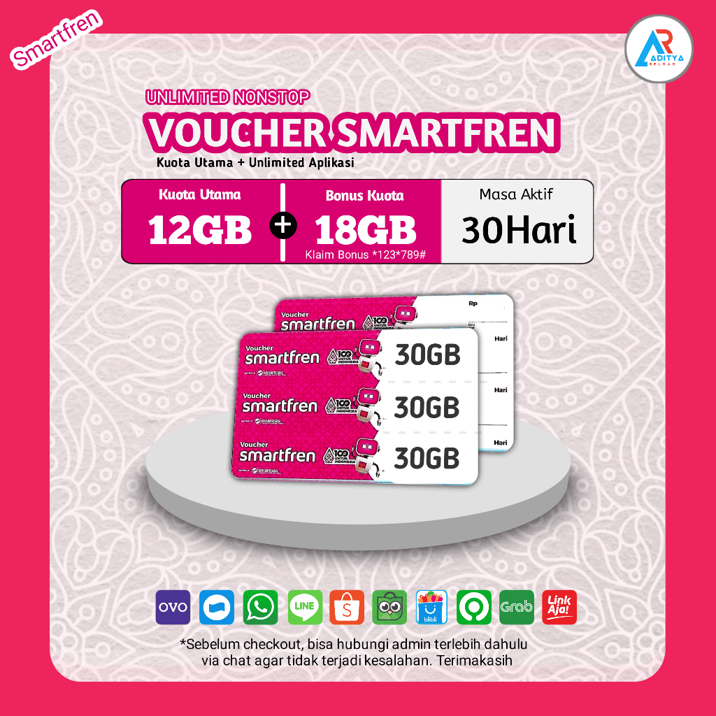 Voucher Smartfren Nonstop 30GB 30Hari Nasional
