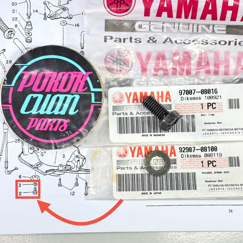 baut dan ring per batok bawah Yamaha ALFA SIGMA FORCE 1 F1Z CRYPTON Original 97007-08016