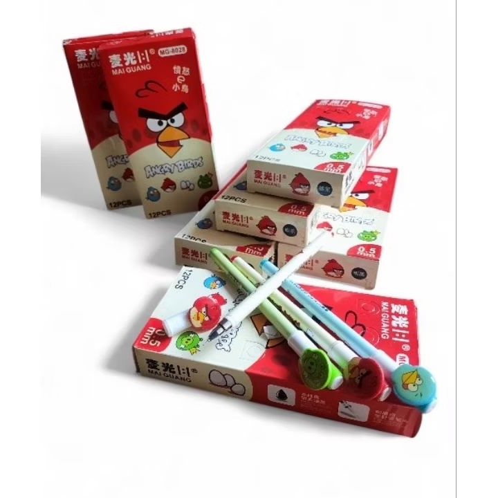 

Pulpen/bulpen/ballpoint/pena Gel Ink 0.5 angry birds isi 12pcs/1 lusin MG 8028
