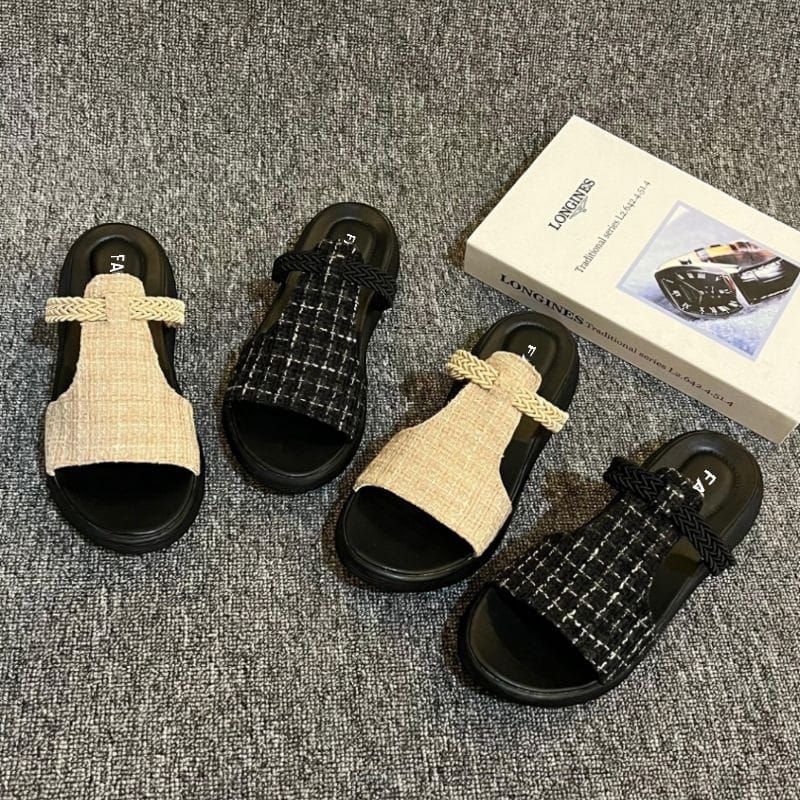 TERMURAH Sandal Wedges Wanita Slop Rajut Kekinian Sandal Wanita Platform Slip On Viral Terbaru Sanda