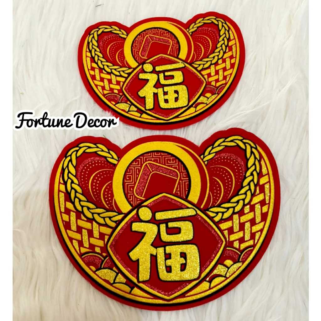 

Tempelan stiker label uang china kuno yuan pao, hiasan sticker imlek yuan bao