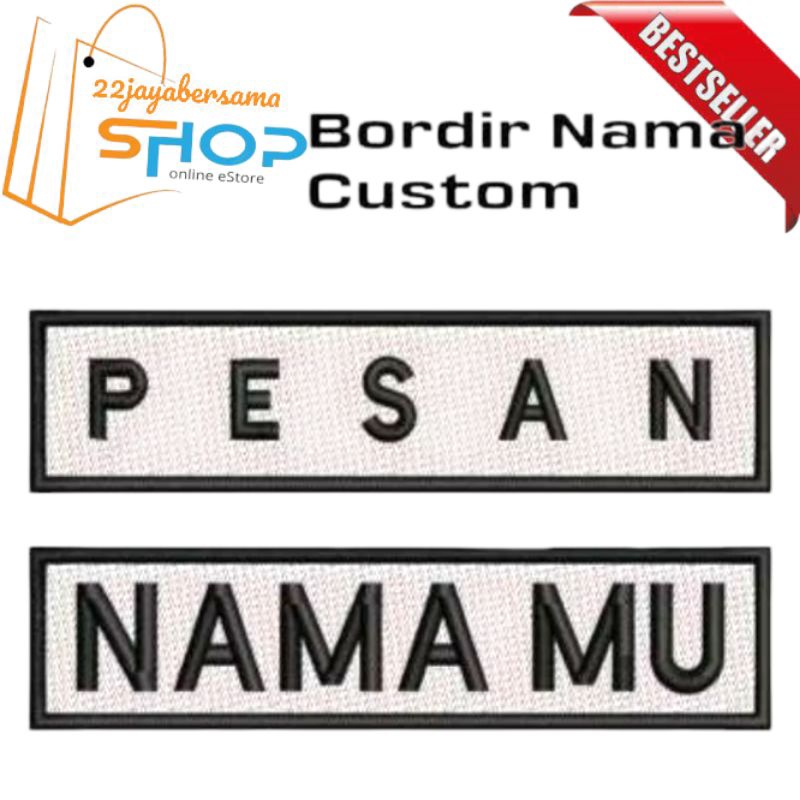 Nama Bordir, papan Nama,Patch Nama satuan,Bordiran Nama,bath Nama satuan bisa request full bordir