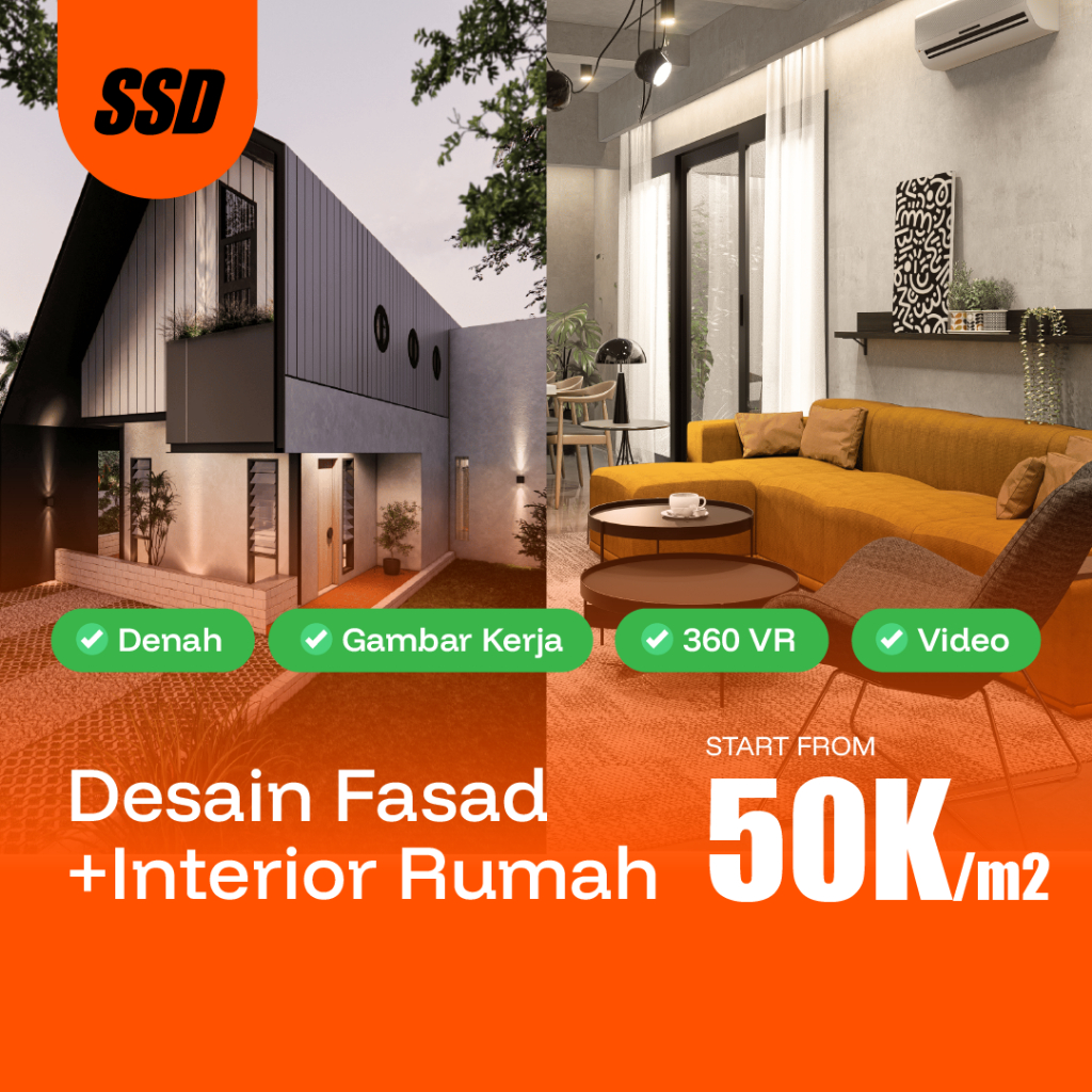 JASA DESAIN FASAD DAN INTERIOR RUMAH | DENAH, 3D, GAMBAR KERJA, VIDEO, 360 VIEW