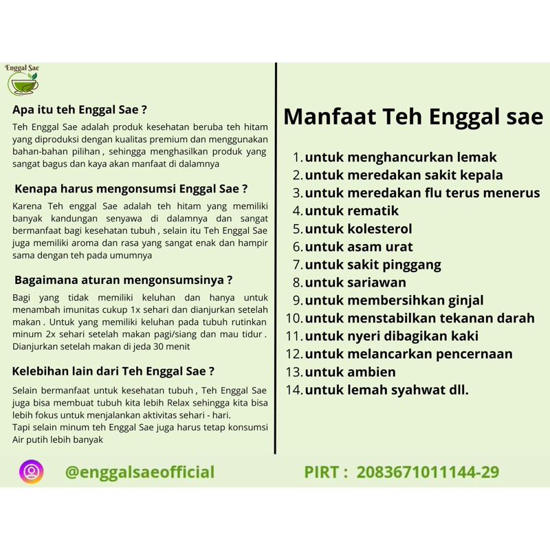 

Enggal Sae Manfaat Teh