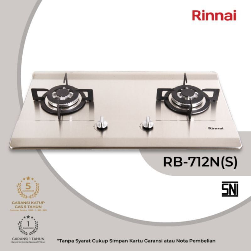 RINNAI Kompor Gas Tanam 2 Tungku RB-712N (S) — Stainless Steel