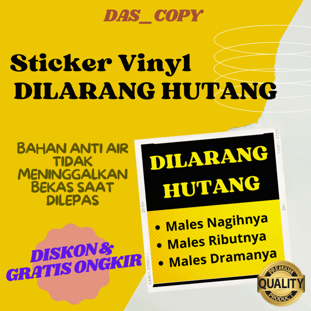 

Stiker Dilarang Hutang Vinyl