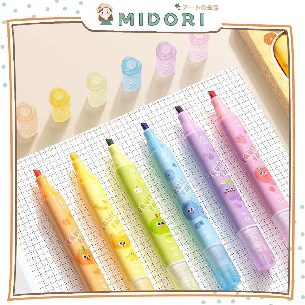 

[MIDORI] 6Pcs MULTI-PURPOSE ERASABLE HIGHLIGHTER Macaron Colour Pen Pensil Warna Series - D0077