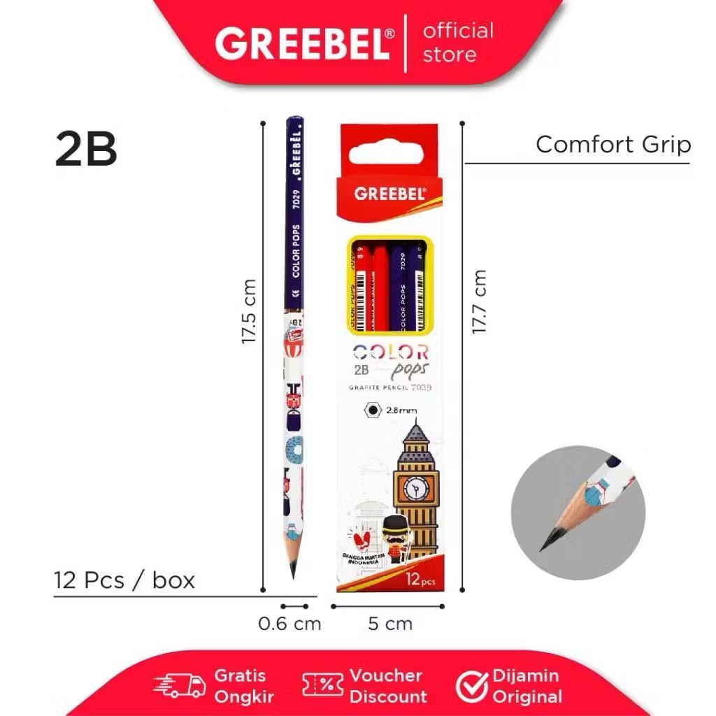 

Pensil Tulis 2B Pencil Kayu Greebel Color Pop (7029)