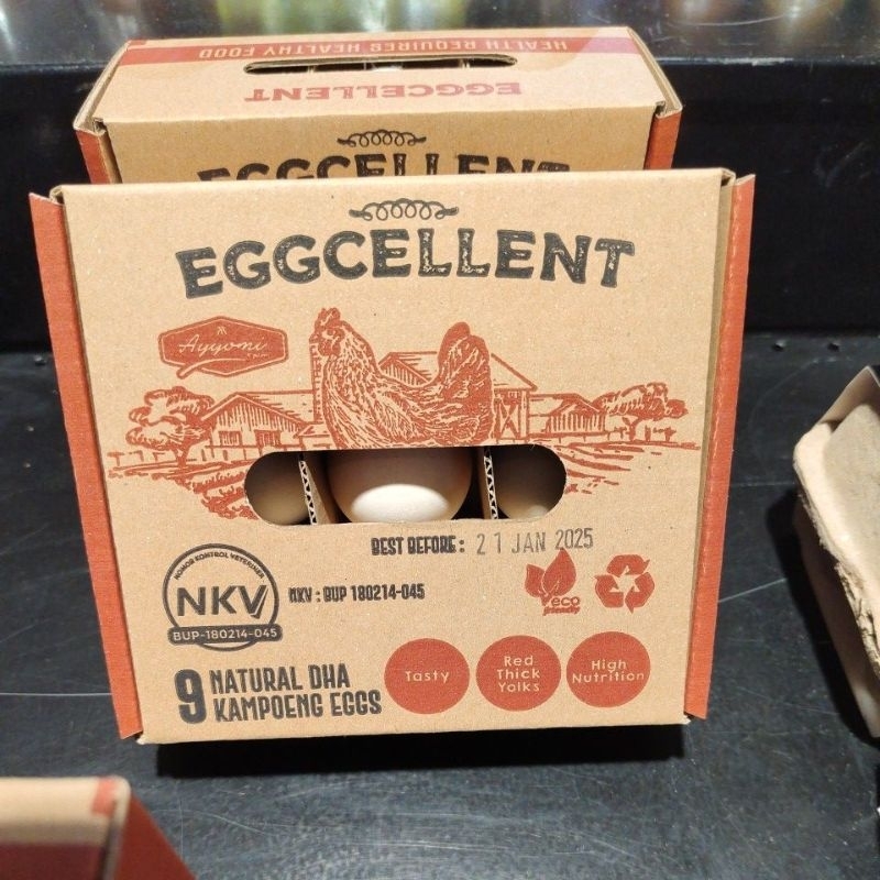 

telur ayyomi eggcellent isi 9 butir telur ayam kampung
