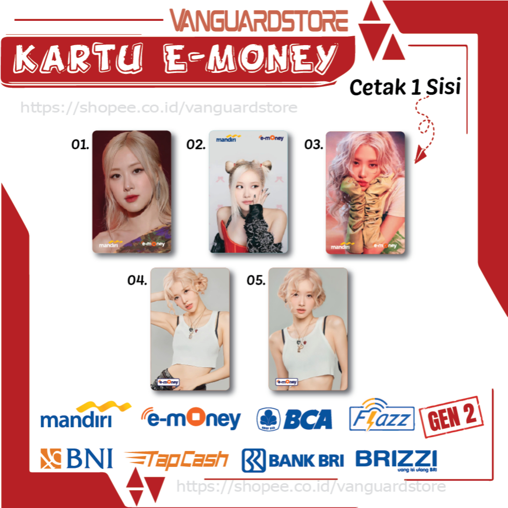 KARTU E MONEY E TOLL KPOP ROSE BLACKPINK KOREA 14 EMONEY MANDIRI FLAZZ BCA BNI TAPCASH BRIZZI BRI