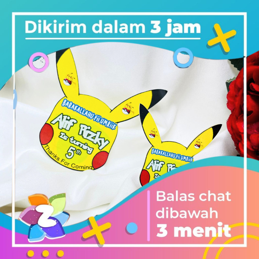 

9-15 Zennida Sticker Ulang Tahun Anak Custom Free Desain Karakter Stiker Label Birthday Uk.Besar