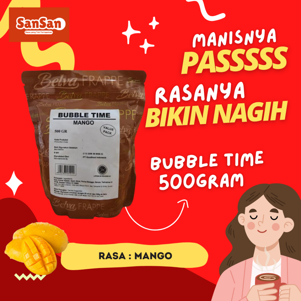 

Bubbletime Minuman bubuk rasa Mango 500gram