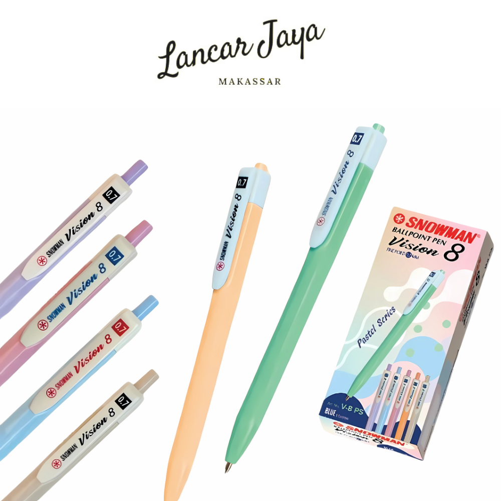 

1 LSN / 12 Pcs Pen Snowman V8 Pastel PS Series ( Ballpen Cetek )