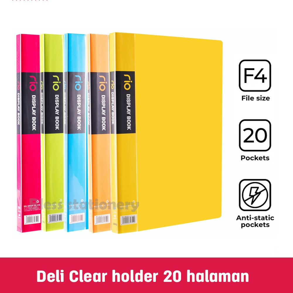 

Clear holder Deli map plastik map dokumen display book Document keeper F4 Folio FC 20 lembar