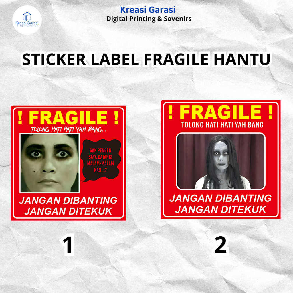 

Sticker Label Fragile awas Pecah jangan di banting Tidak luntur Edisi Hantu Termurah 100pcs