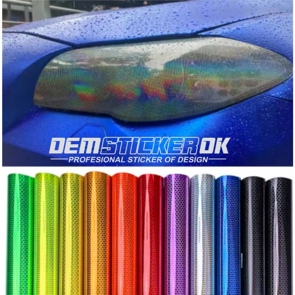 STIKER SKOTLET TRANSPARAN PELANGI MOTOR MOBIL MODEL SARANG TAWON-STIKER LAMPU MOBIL SKOTLET HYBRID