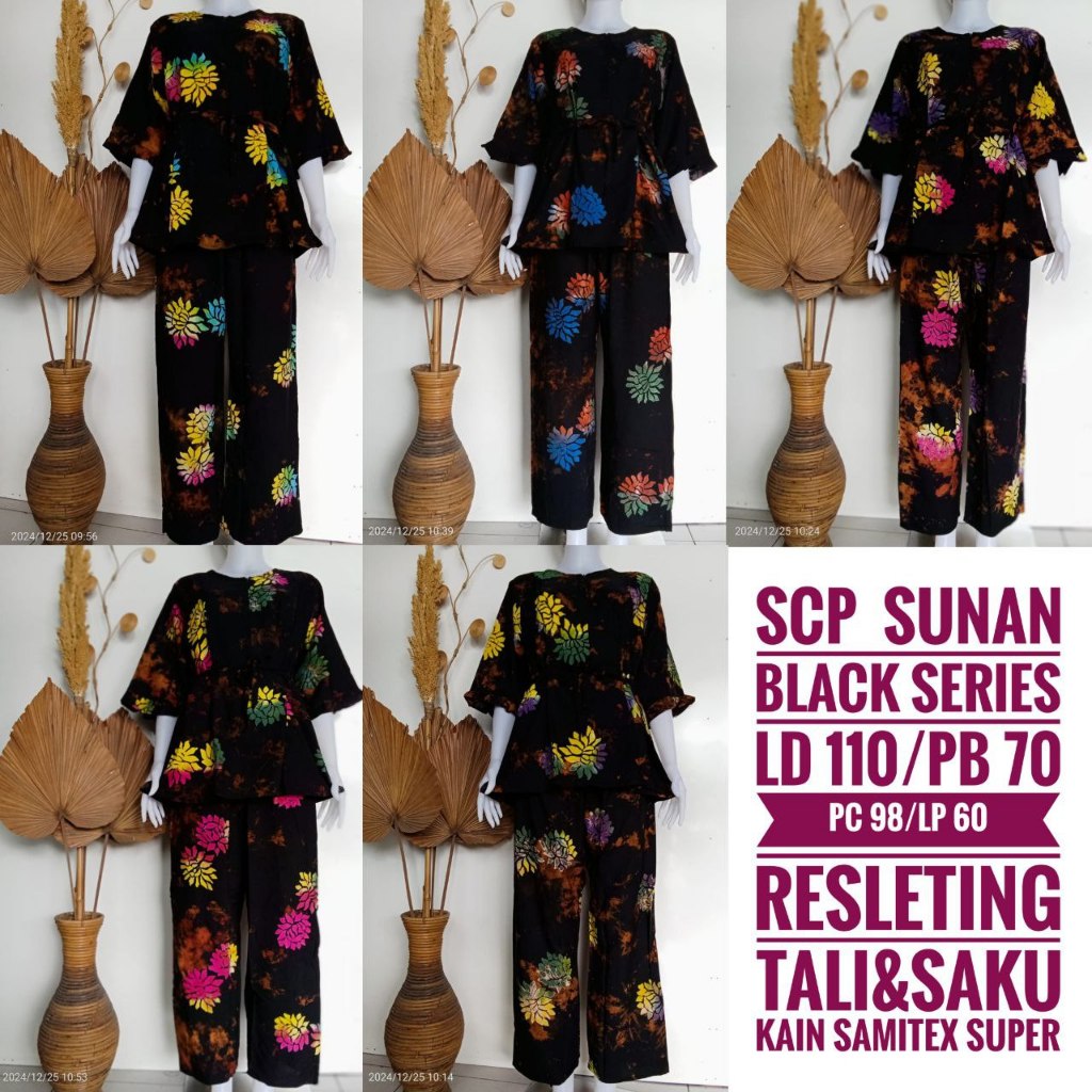 SETELAN SCP SUNAN BLACK SERIES | SETELAN MOTIF SUNAN BATIK PREMIUM PEKALONGAN | PIYAMA WANITA DASTER