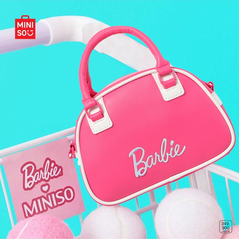 Miniso x Barbie Shining Collection Tas Wanita Handbag Boston Bag Tas Boston Kapasitas Besar Barbie L