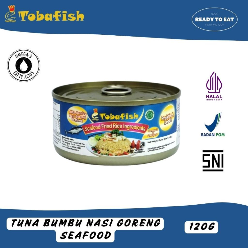 

Tobafish Tuna kaleng Bumbu Nasi Goreng Seafood / Tuna Can Seafood Fried Rice Ingredients -120 gram / Canned Tuna - 6 Kaleng