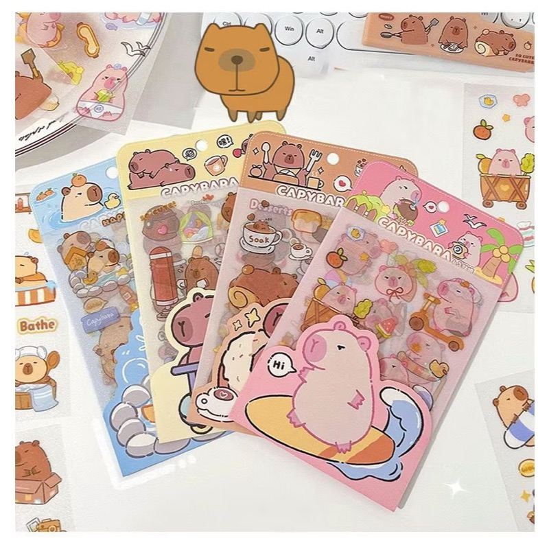 

Purple ST001 Stiker Pack Capybara Matte isi 4 Lembar Stiker Capybara Matte Capybara capibara masbro popmart