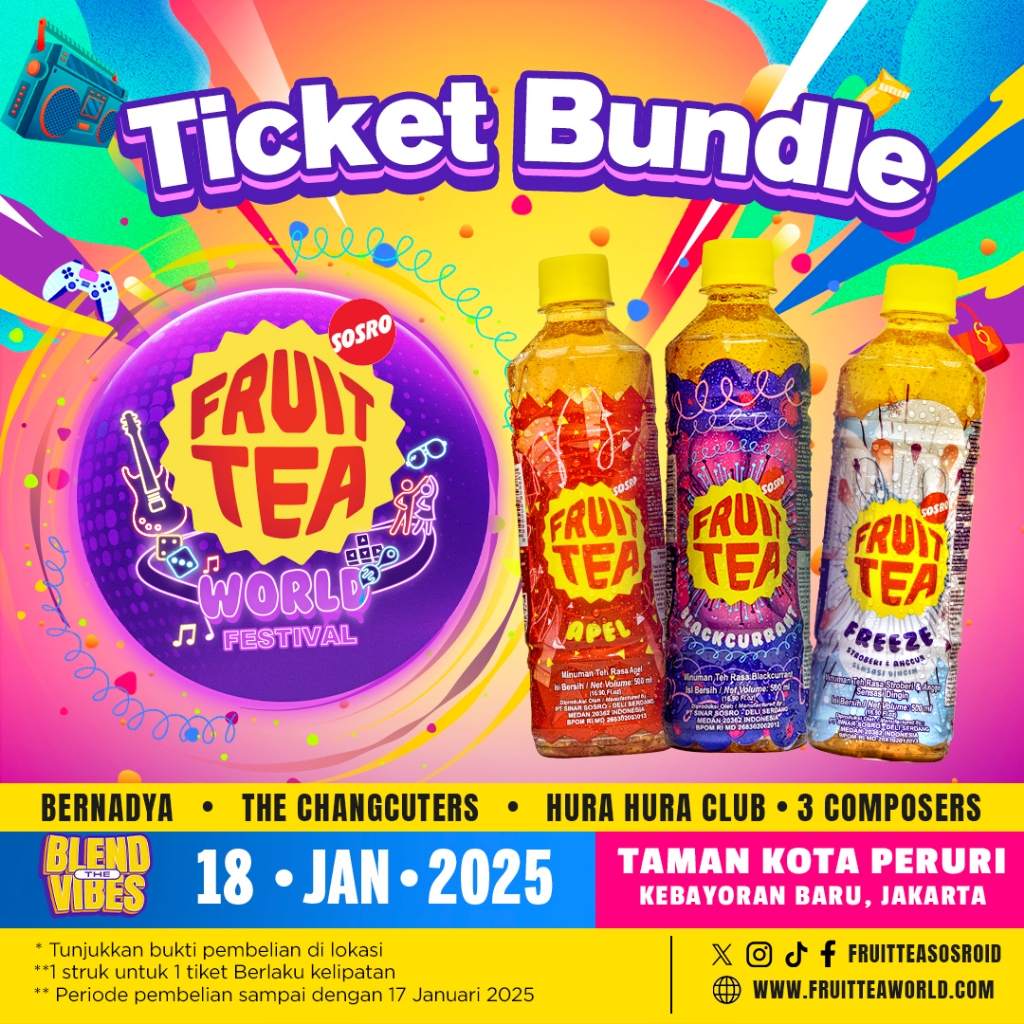 

Fruit Tea Sosro 500 ml isi 3 pcs - Bundling Tiket Fruit Tea World Festival
