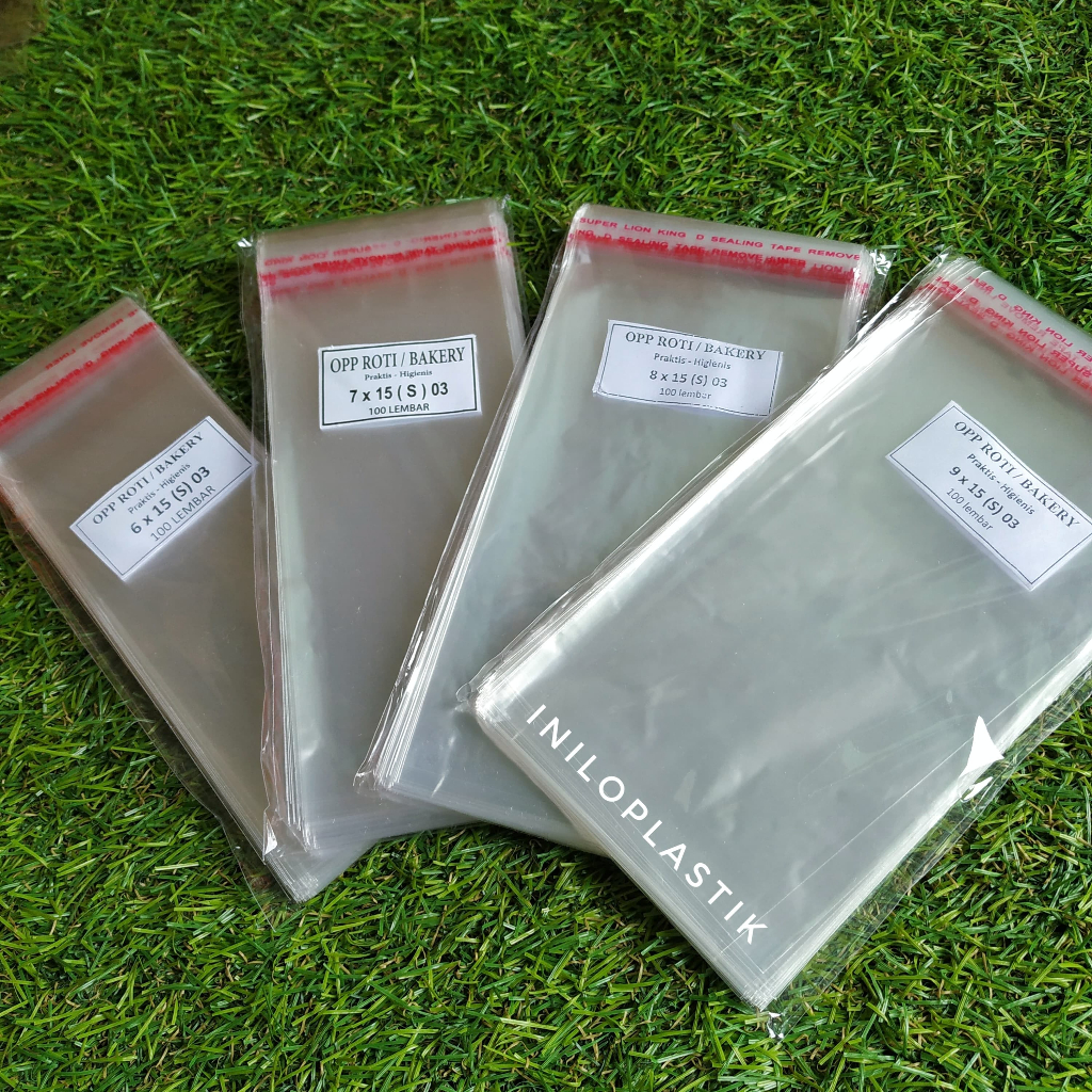 Plastik Seal OPP Roti Pie Souvenir lem perekat 6x15 7x15 8x15 9x15 10x15 10x12